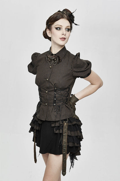Belladonna Stripe & Stitch Puff Sleeve Top